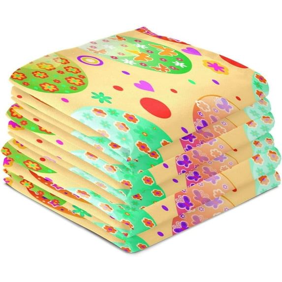 Dreamtimes Easter Egg Kitchen Dish Towel 6 Pack, Soft Absorbent Dishcloths Reusable Hand Towel Washable Tea Towels for Home Kitchen Bar Table Decor, 28 x 18 Inch