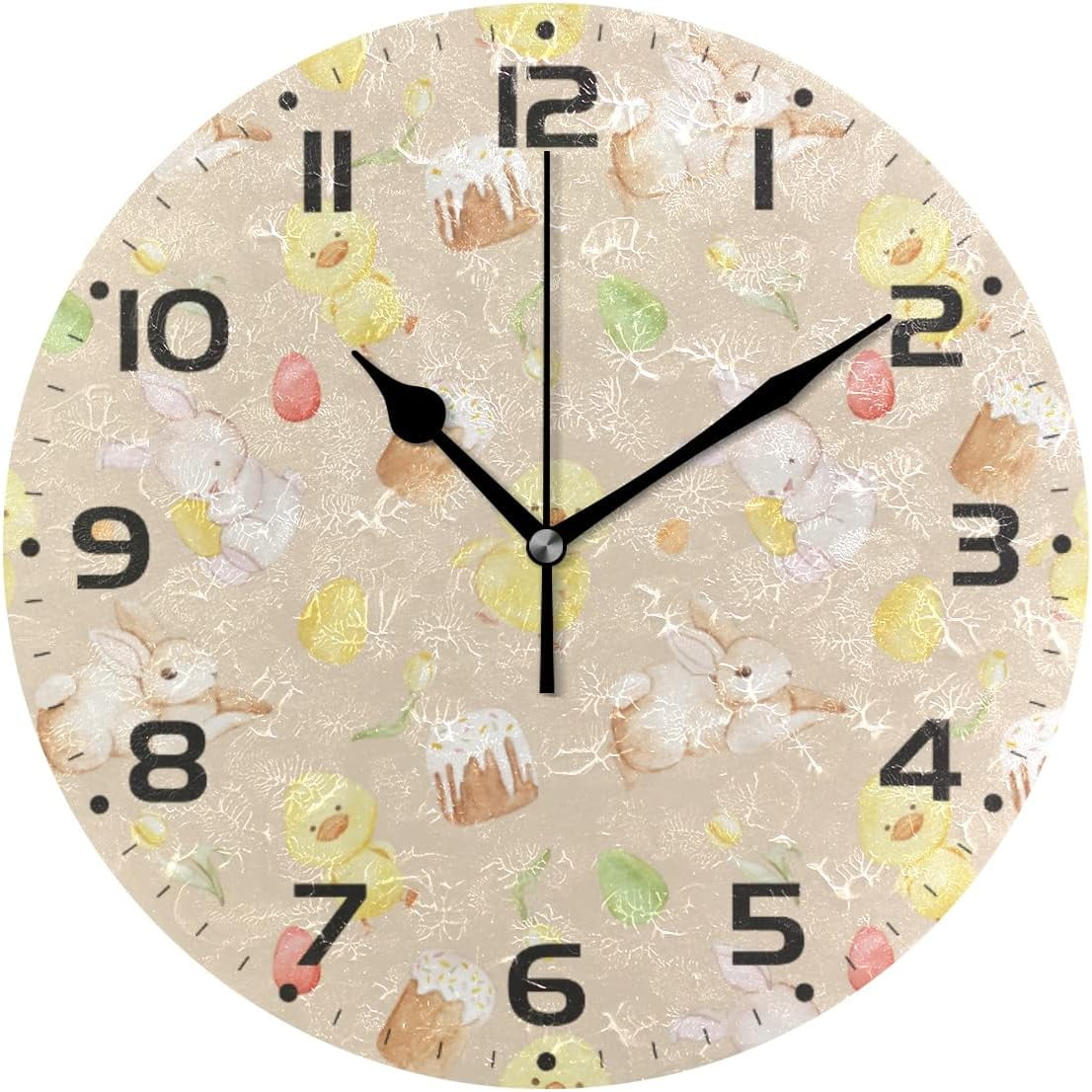 Dreamtimes Easter Rabbit Wall Clock, 10 Inch Silent Non Ticking Round ...