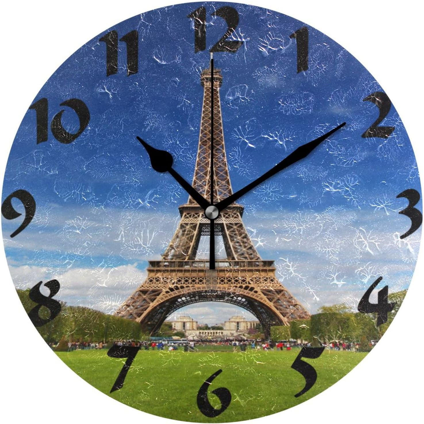 Dreamtimes Eiffel Tower Wall Clock,Silent Non Ticking 10 Inch Battery