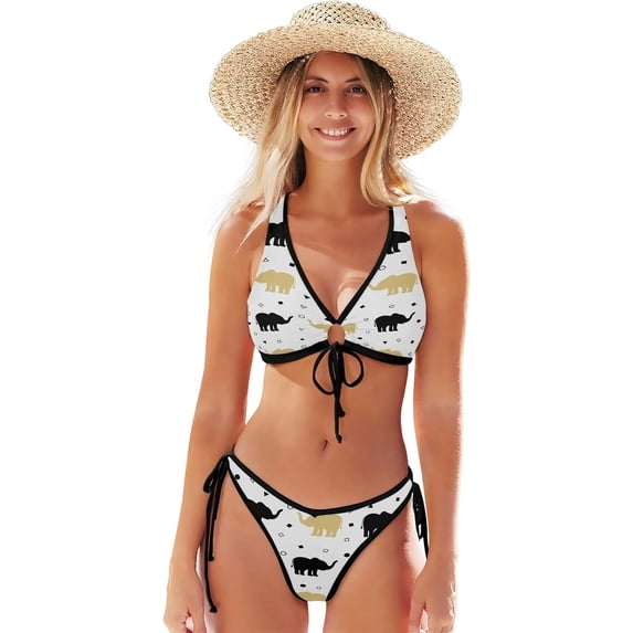 Dreamtimes Elephant Geometric Two Piece Swimsuits Bathing Suit Triangle Bikini Set, XX-Large