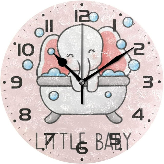 Dreamtimes Elephant Wall Clock, 10 Inch Silent Non Ticking Round Clock ...