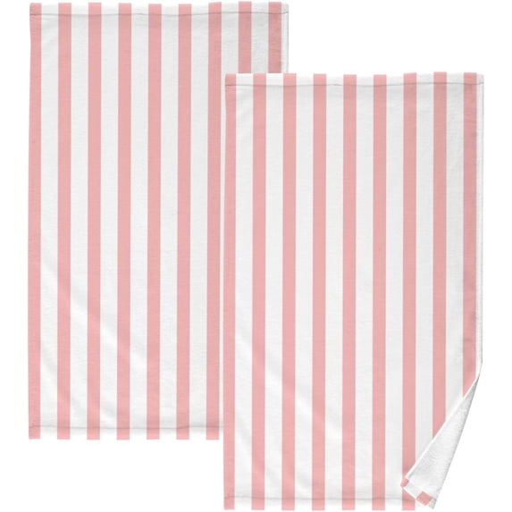 Dreamtimes Face Hand Towel Set Pink Stripe Cotton Washcloths, Ultra Soft and Highly Absorbent,Decorative Fingertip Face Towel for Bathroom Hotel- Pack of 2