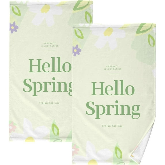 Dreamtimes Face Hand Towel Set Spring Design Cotton Washcloths, Ultra Soft and Highly Absorbent,Decorative Fingertip Face Towel for Bathroom Hotel- Pack of 2