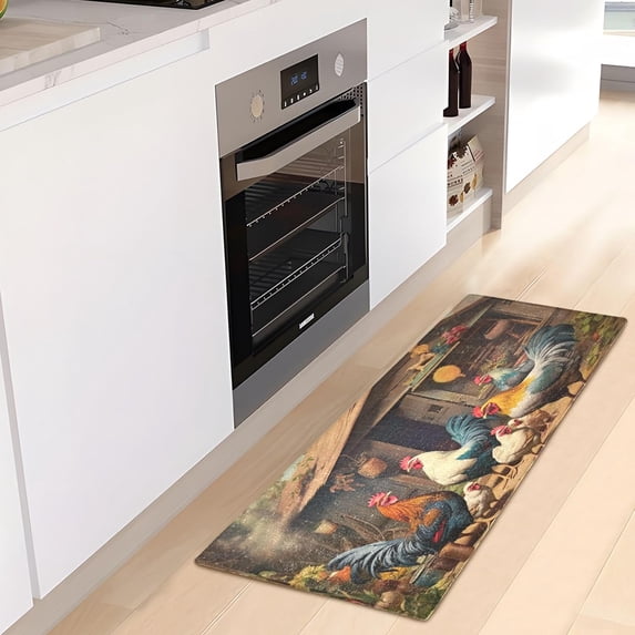 Dreamtimes Farm Chicken House Kitchen Mat 20"x39", Non Skid Kitchen Runner Rug Absorbent Resist Dirt Kitchen Floor Mat Comfort Standing Mat for Kitchen, Floor, Office, Sink, Laundry