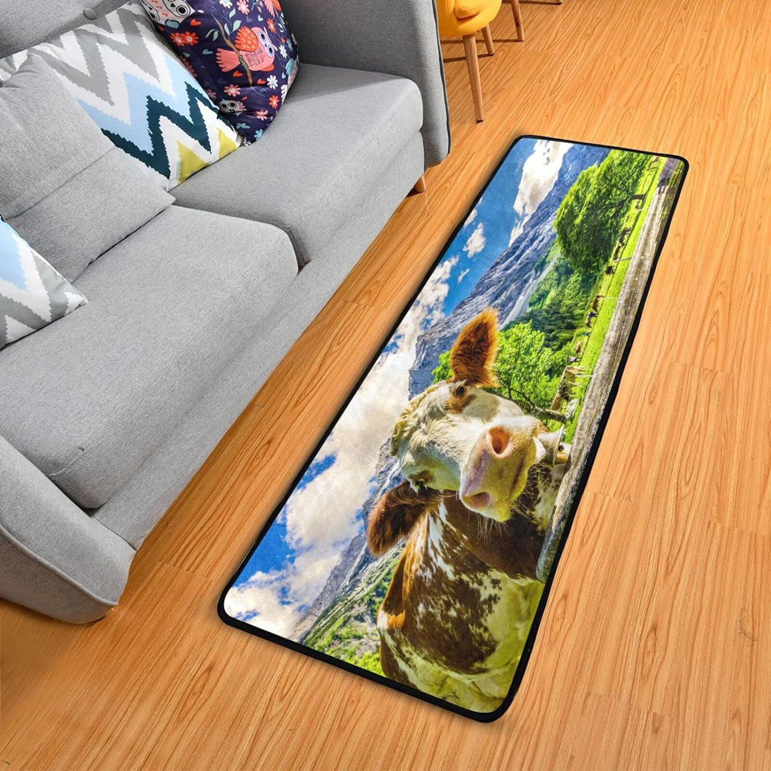 Dreamtimes Field Meadow Cow Cattle Hallway Runner Rug 2'x6' Kitchen Rug ...