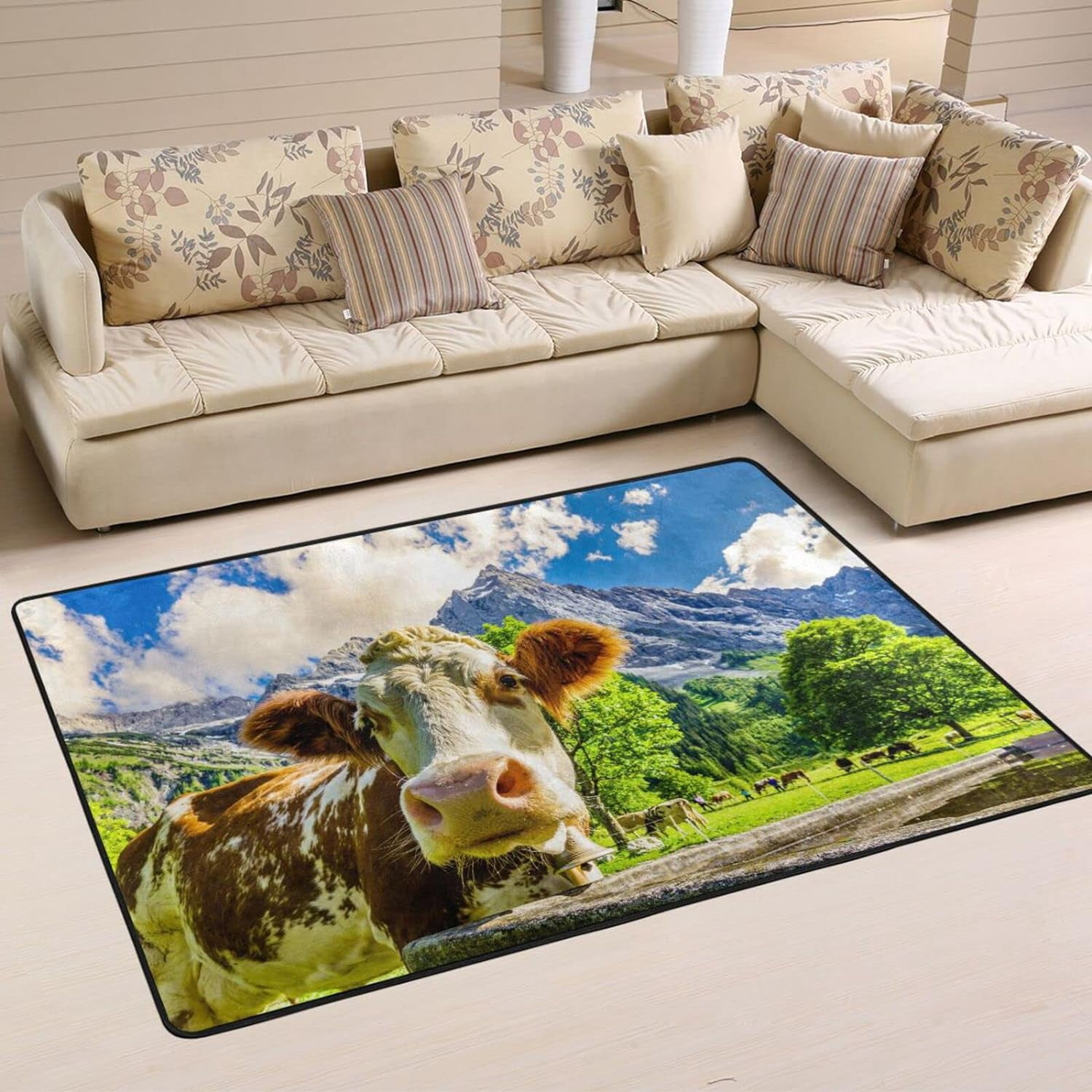 Funny Cow For Kids Round Rug main image 1