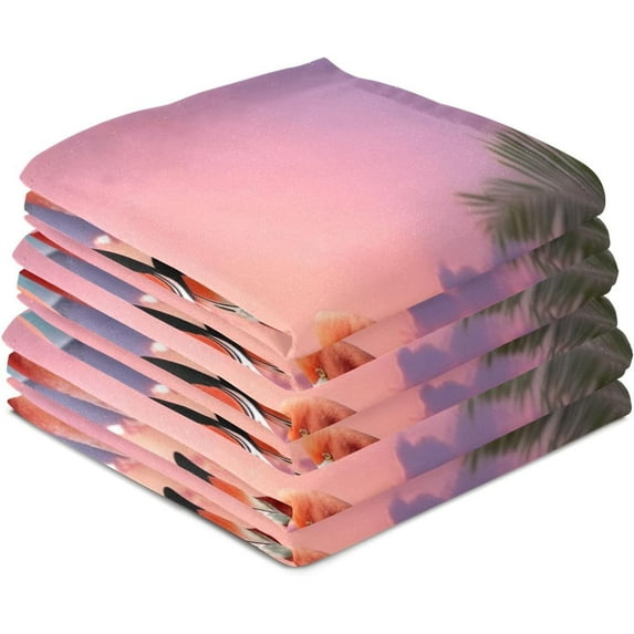 Dreamtimes Flamingo Kitchen Dish Towel 6 Pack, Soft Absorbent Dishcloths Reusable Hand Towel Washable Tea Towels for Home Kitchen Bar Table Decor, 28 x 18 Inch