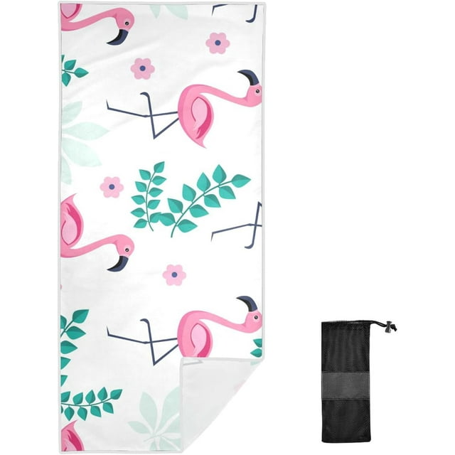 Dreamtimes Flamingo Oversized Beach Towel, Super Absorbent Sand Free