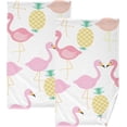 thumbnail image 1 of Dreamtimes Flamingo Tropical Fruit Cotton Towels Set 2 Pcs Absorbent Hand Towel Face Towels Kitchen Towels Bath Towels for Bathroom Laundry Room Kitchen 16 x 28 Inches, 1 of 7