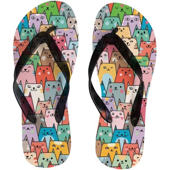 Dreamtimes Flip Flops Cute Cats Animal Slippers Sandals for Women Men Boy Girl Kid Beach Summer Yoga Mat Slipper