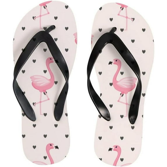 Dreamtimes Flip Flops Cute Tropical Flamingo Summer Heart Thong Slip On Slippers Beach Summer Sandals for Women Men Boy Girl Kid