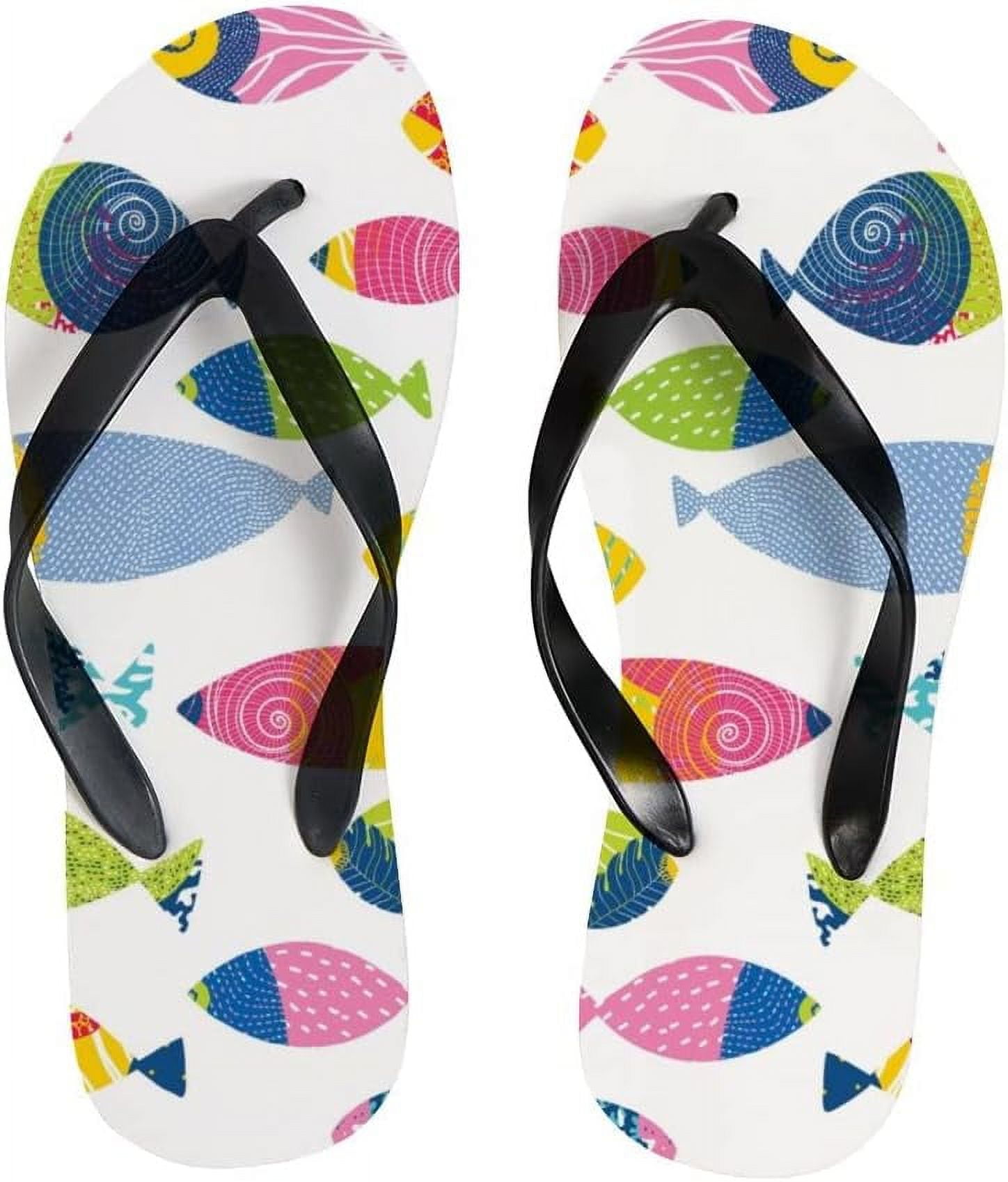 Dreamtimes Flip Flops Ocean Sea Rainbow Fish Slippers Sandals for Women