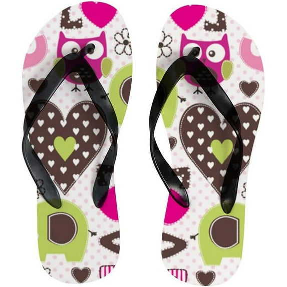 Dreamtimes Flip Flops Owls Elephant Cute Animal Floral Flower Slippers Sandals for Women Men Boy Girl Kid Beach Summer Yoga Mat Slipper