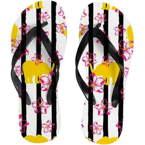 Dreamtimes Flip Flops Slippers Cute Elephants Animal Flowers Striped Sandals for Beach Summer Shower Women Men Boy Girl Kid