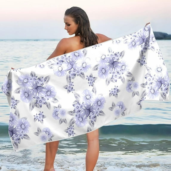 Dreamtimes Floral Beach Towel Quick Dry Absorbent Bath Towels Sandproof Lightweight Towel for Gym Yoga Sports Swimming- 30x60in