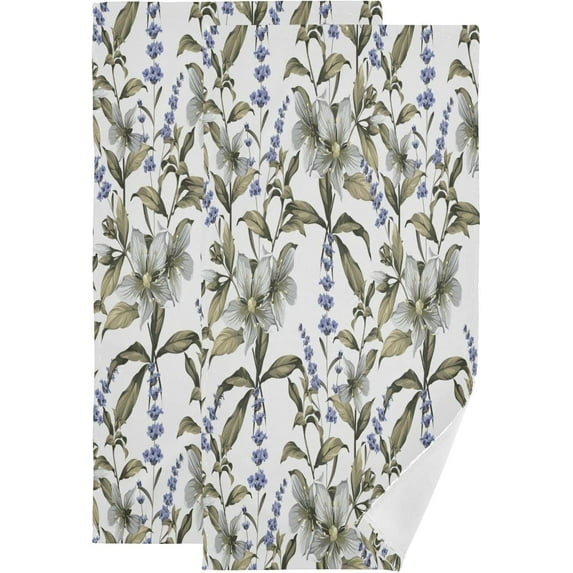 Dreamtimes Floral Pattern Hand Towels, Soft & Absorbent Bathroom Guest Towels Kitchen Towels Fingertip Towel for Beach Gym Spa 14x28 Inch (2PACK)
