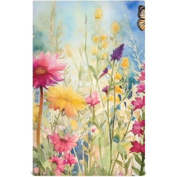 Dreamtimes Flowers and Butterfly Kitchen Towels, 18 x 28 Inch Super Soft and Absorbent Dish Cloths for Washing Dishes, 4 PCS Reusable Multi-Purpose Microfiber Hand Towels for Kitchen