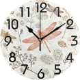 thumbnail image 1 of Dreamtimes Fresh Dragonfly Flowers Round Wall Clock, 10 Inch Battery Operated Quartz Analog Quiet Desk Clock for Home,Office,School,Kitchen, 1 of 4