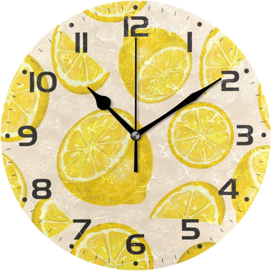 Dreamtimes Fresh Lemon Wall Clock, 10 Inch Silent Non Ticking Round