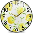 thumbnail image 1 of Dreamtimes Fresh Lemons and Leaves Round Wall Clock, 10 Inch Silent Battery Operated Quartz Analog Quiet Desk Clock for Home,Office,School, 1 of 7