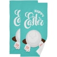 thumbnail image 1 of Dreamtimes Funny Bunny Bottom Hand Towels 2 PCS, Green Happy Easter Kitchen Towel Ultra Soft and Highly Absorbent,Decorative Fingertip Face Towel for Bathroom Hotel, 28.3"x14.4", 1 of 6