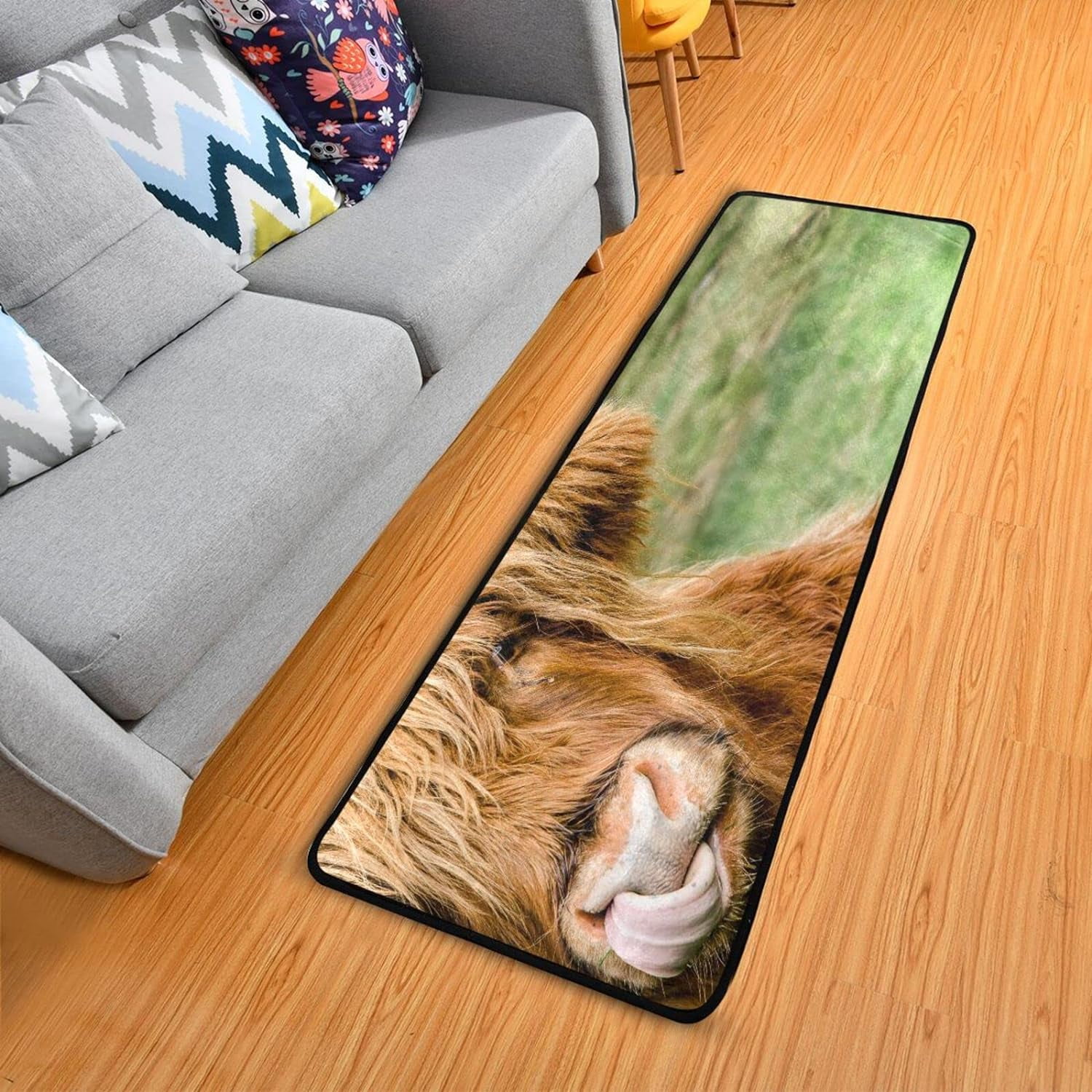 Dreamtimes Funny Highland Cow Hallway Runner Rug 2'x6' Kitchen Rug with