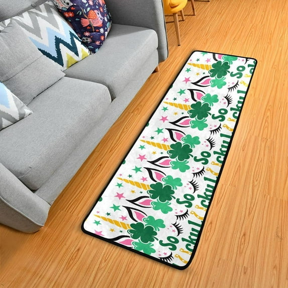 Dreamtimes Funny Patricks Day Theme Hallway Runner Rug 2'x6' Kitchen Rug with Rubber Backing Lucky Non Slip Entryway Rug Runner Washable Soft Area Rug for Hallway Bedroom Kitchen Decor
