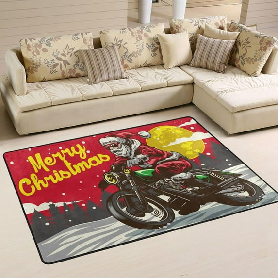 Dreamtimes Funny Santa Claus Non-Slip Area Rug 72"x48", Merry Christmas Soft Non Slip Washable Floor Mats for Indoor Front Porch,Living Room, Bedroom,Kitchen