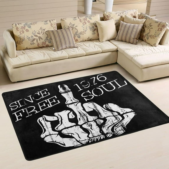 Dreamtimes Funny Skeleton Finger Area Rug 72x48in Dia De Muertos Non-Slip Floor Carpet Comfort Floor Mats Decor for Indoor Living Dining Room and Bedroom Area
