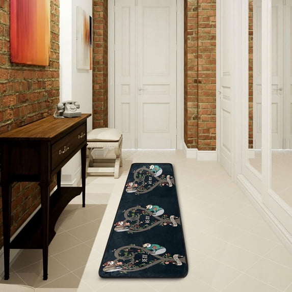 Dreamtimes Funny Sloth Love Hallway Runner Rug 2'x6' Kitchen Rug with Rubber Backing Valentine Heart Flower Tree Non Slip Entryway Rug Runner Washable Soft Area Rug for Hallway Bedroom Kitchen Decor