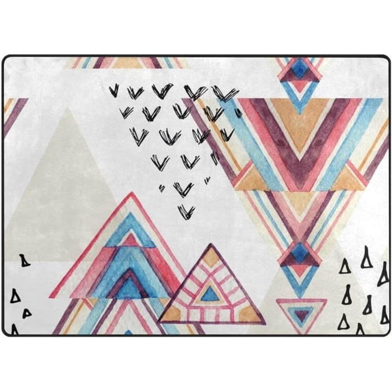 Dreamtimes Geometric Abstract Pattern Area Rug, 4'x5' Pet & Child Friendly Carpet for Living Room Bedroom Dining Room,Indoor Outdoor Soft Rug Washable Non Slip Comfortable Area Rug