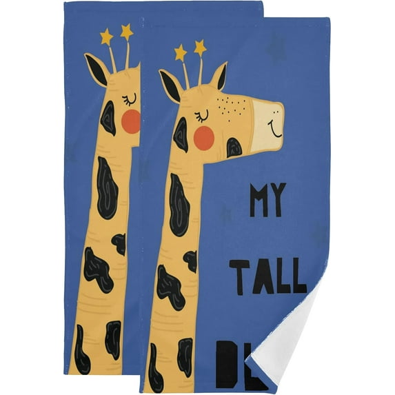 Dreamtimes Giraffe Soft Hand Towels 2-Piece Absorbent Bath Towel Decorative Fingertip Towels for Bathroom Gym Spa Hotel Beach Swimming Pool,14.4" x 28.3"