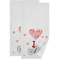 thumbnail image 1 of Dreamtimes Girl Red Heart Bike Bath Hand Towels 2 PCS, Ultra Soft and Highly Absorbent, Valentine Day Decorative Fingertip Face Towel for Home, Bathroom, Kitchen, 28.3"x14.4", 1 of 5