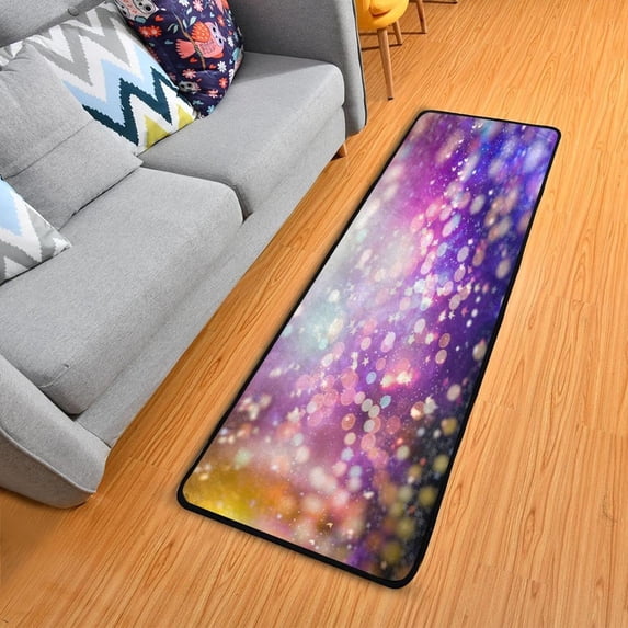 Dreamtimes Glittering Stars Purple Hallway Runner Rug 2'x6' Kitchen Rug with Rubber Backing Non Slip Entryway Rug Runner Washable Soft Area Rug for Hallway Bedroom Kitchen Decor
