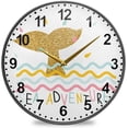 thumbnail image 1 of Dreamtimes Gold Mermaid Glitter Pattern Wall Clock Silent Non Ticking 10 Inch Round Easy to Read for Home Office School Clock, 1 of 7