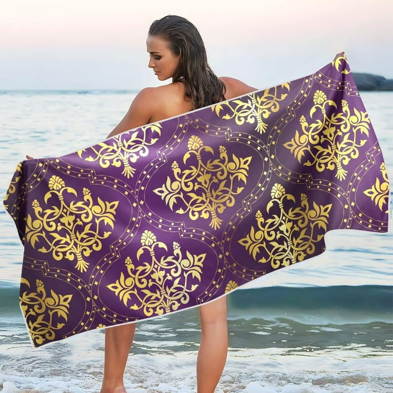 Dreamtimes Gold on Purple Beach Towel Quick Dry Absorbent Bath Towels Sandproof Lightweight Towel for Gym Yoga Sports Swimming 31x71in Walmart