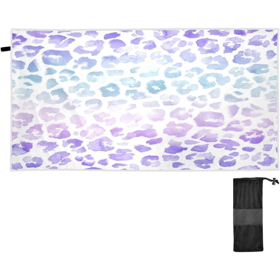 Dreamtimes Gradient Leopard Beach Towel Super Absorbent Oversized Travel Towels Lightweight Compact Quick Dry Towel for Swimming Camping Holiday