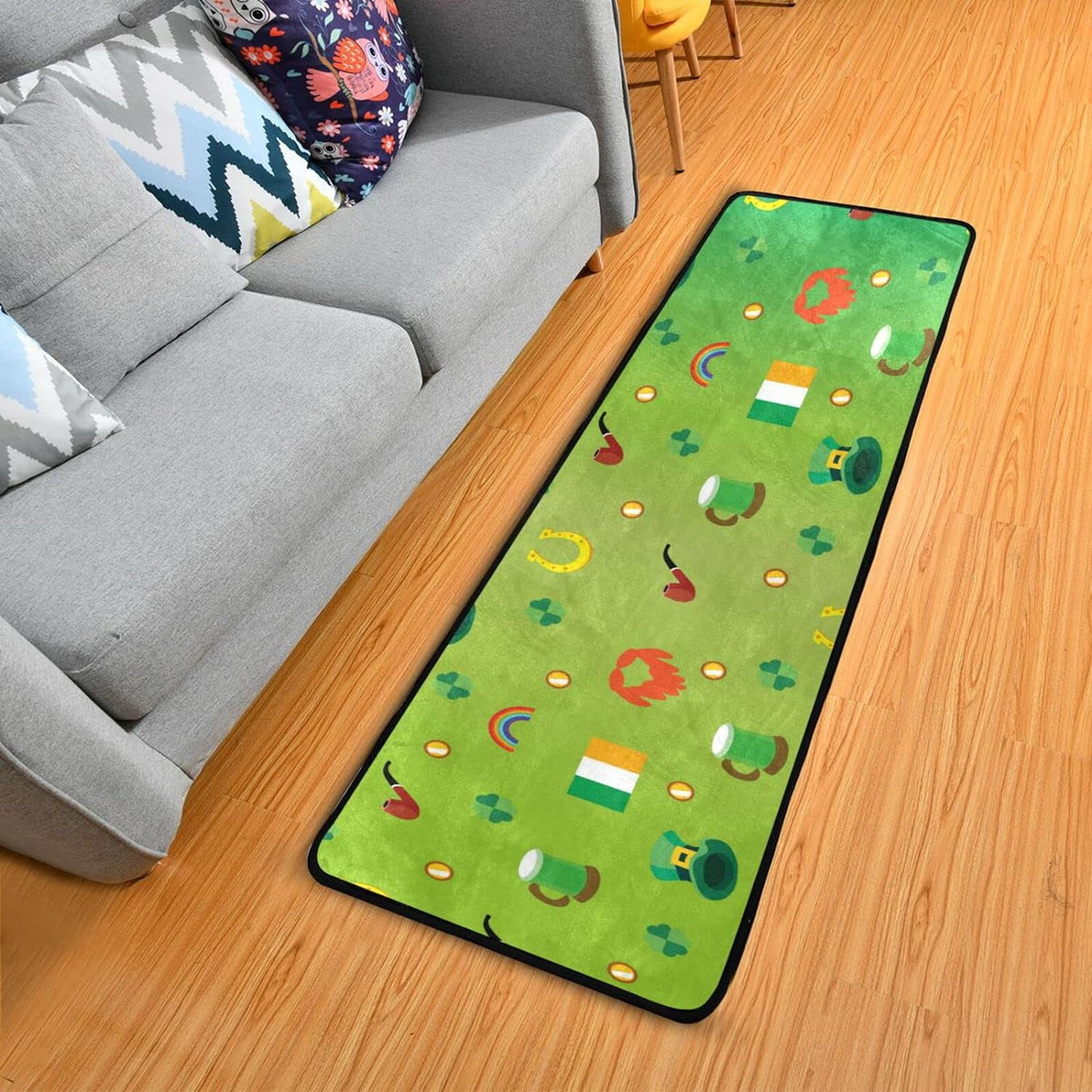 Dreamtimes Green Clover Lerpechaun Hallway Runner Rug 2'x6' Kitchen Rug ...