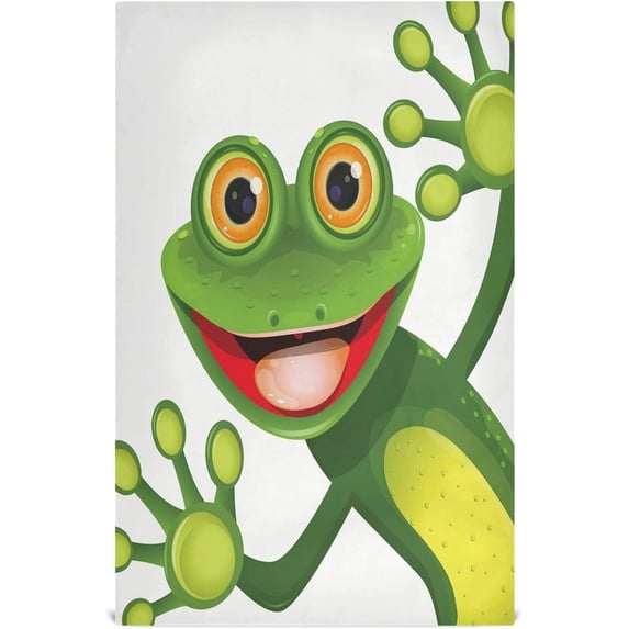 Dreamtimes Green Frog Summer Kitchen Towels Dish Bar Tea Towel Dishcloths 1 Pack Super Absorbent Soft 18 x 28 inches