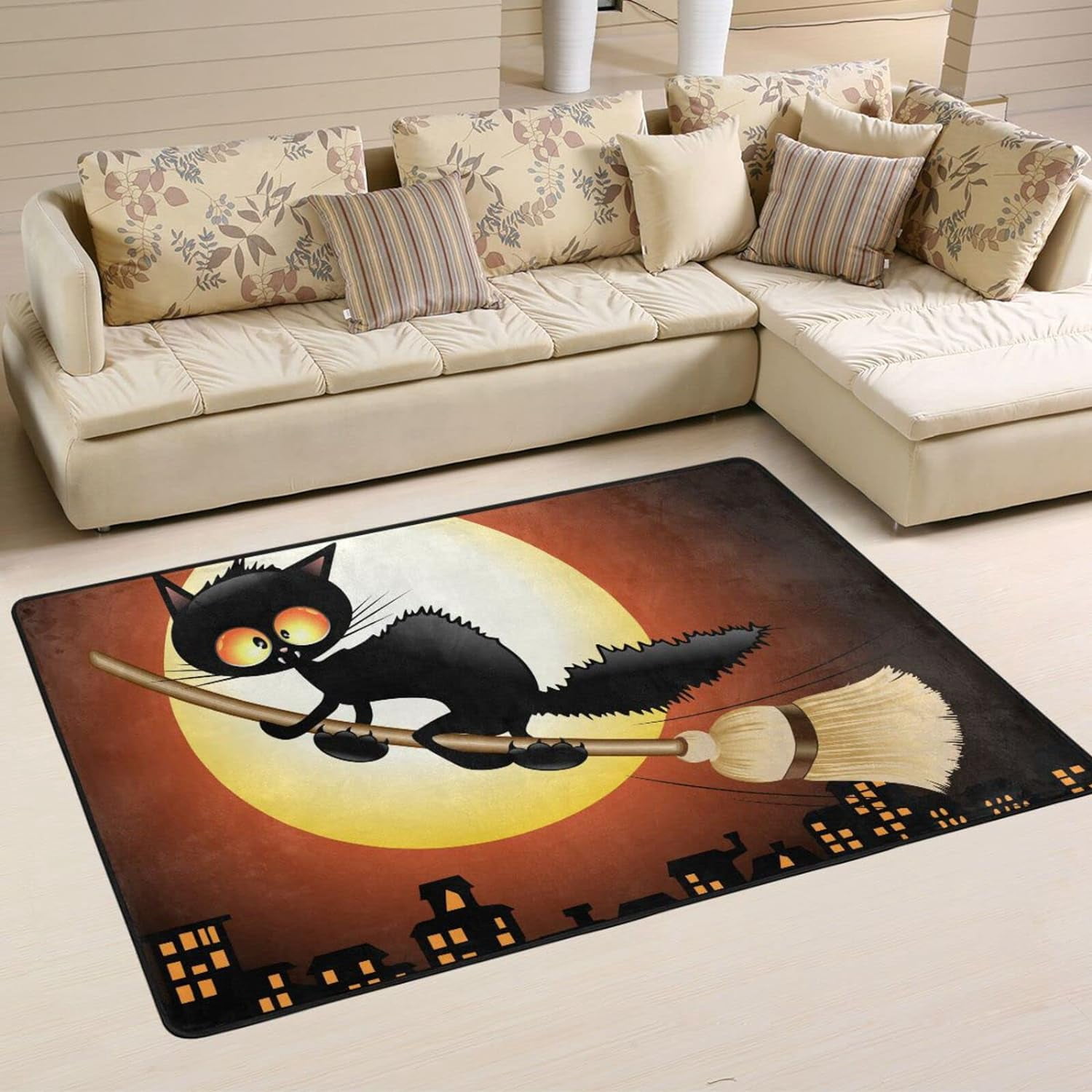 Pumpkin Cat Hollow Area Rug NCU0XD915