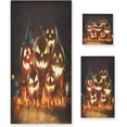 thumbnail image 1 of Dreamtimes Halloween Decorative Towel Set, Pumpkins Lantern Print Halloween Print, 3-Piece Set with 30x60 inch Bath Towel, 16x28 inch Hand Towel & 13x13 inch WashclothDreamtimes, 1 of 6