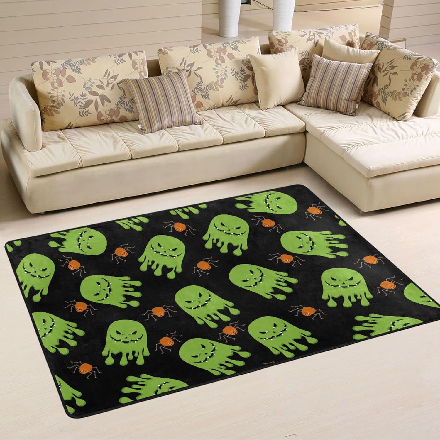 Dreamtimes Halloween Green Spooky Non-Slip Area Rug 36
