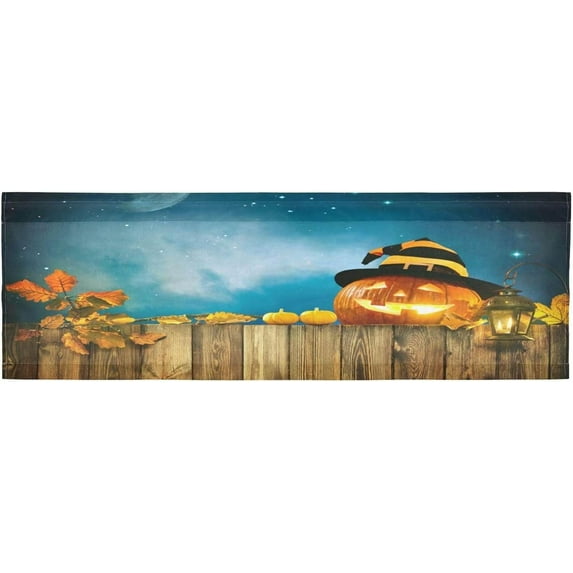 Dreamtimes Halloween Pumpkin Head Valance Curtains for Kitchen or Bathroom, 54x18in Valances Window Treatment Rod Pocket Drape Light Filtering Living Room Bedroom Decor
