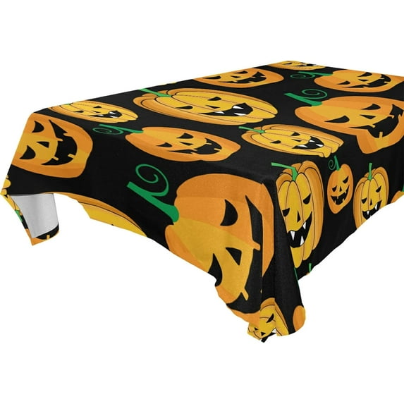 Dreamtimes Halloween Pumpkin Tablecloth, Waterproof Washable Polyester Square Table Cover, Durable Tablecloth for Kitchen Dining Table Party Decor,60"X 60"