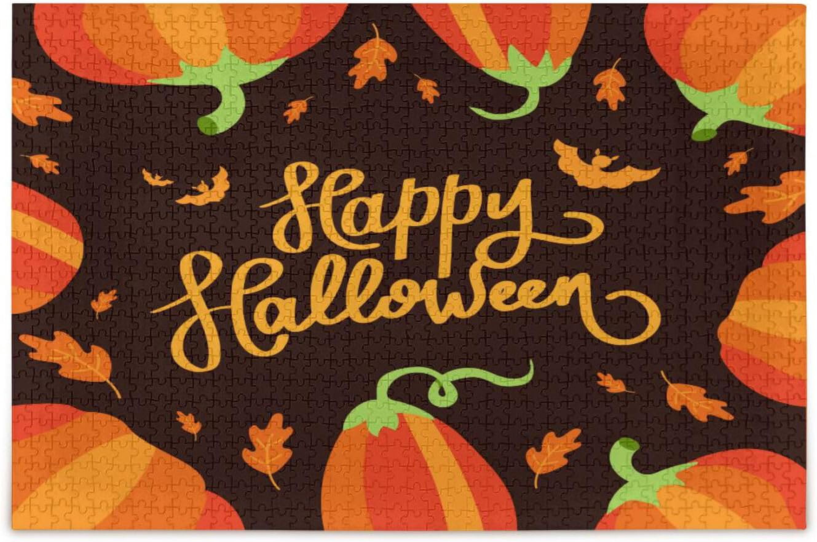 Dreamtimes Halloween Pumpkin and Bats Jigsaw Puzzle 1000 Pieces,Wooden ...