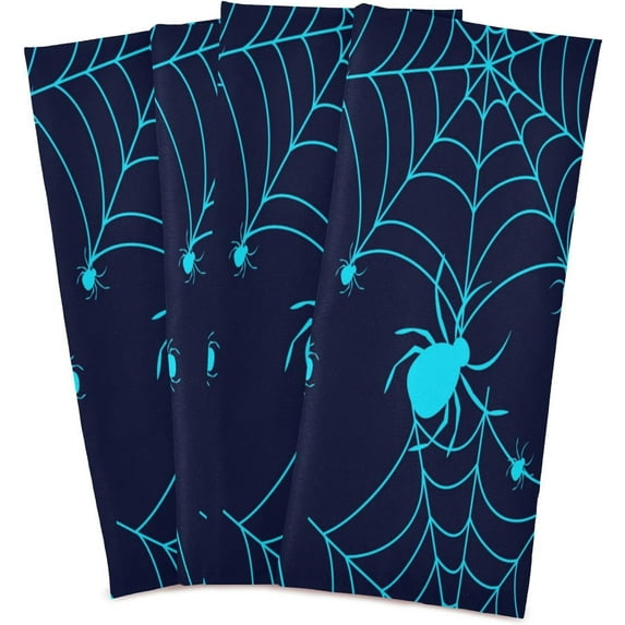 Dreamtimes Halloween Spider Kitchen Dish Towel 4 Pack, Soft Absorbent Dishcloths Reusable Hand Towel Washable Tea Towels for Home Kitchen Bar Table Decor, 28 x 18 Inch