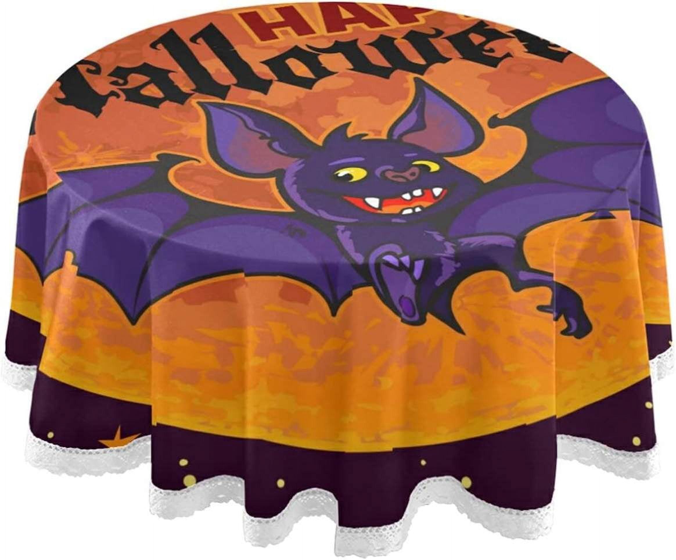 Dreamtimes Halloween Tablecloth 60 in,Hallowen Bat Party Lace Round ...