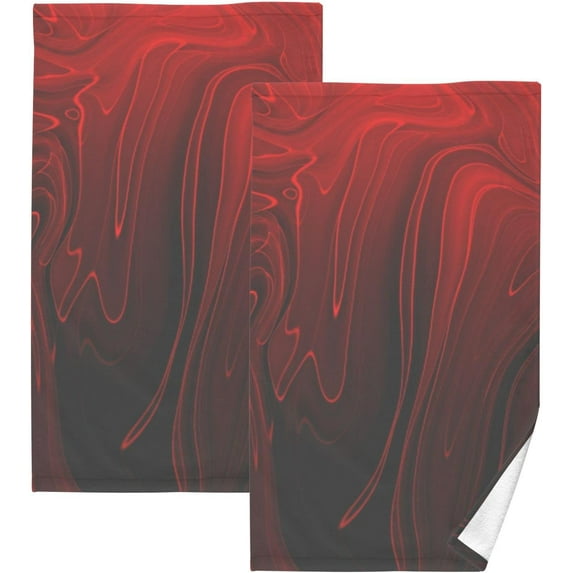 Dreamtimes Hand Towels Creative Red Marble Patterned 2 PCS, Cotton Bath Towel for Drying Face Hands Body Decorative Water Absorbent Lightweight Towels for Bathroom Ktichen Travel Gym,16"x28"