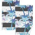 thumbnail image 1 of Dreamtimes Hand Towels Palm Blue Patterned 2 PCS, Cotton Bath Towel for Drying Face Hands Body Decorative Water Absorbent Lightweight Towels for Bathroom Ktichen Travel Gym,16"x28", 1 of 7
