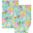 thumbnail image 1 of Dreamtimes Hand Towels Pink Orange Pineapple Patterned 2 PCS, Cotton Bath Towel for Drying Face Hands Body Decorative Water Absorbent Lightweight Towels for Bathroom Ktichen Travel Gym,16"x28", 1 of 7